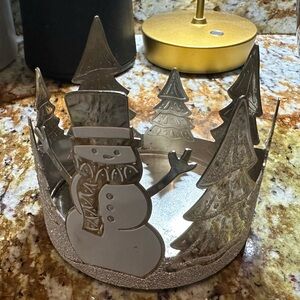Bath & Body Works Christmas Sparkling Snowman Winter 3 Wick Candle Holder Sleeve